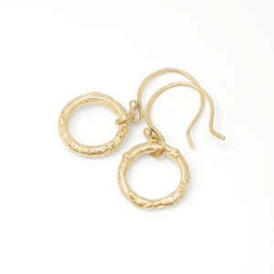 Sandcast Open Circle Earrings Gold