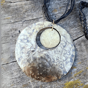 Earthsong Large Circle Textured Statement Necklace - SONIA THERESE