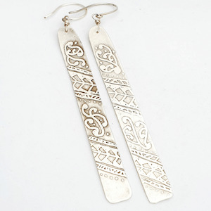 Etched Long Feather Earrings