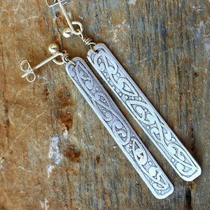 Etched Feather Earrings