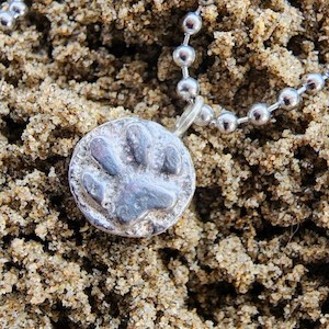 Sandcast Pet Paw Silver Necklace