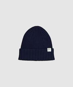 Cotton Knit Beanie - Navy