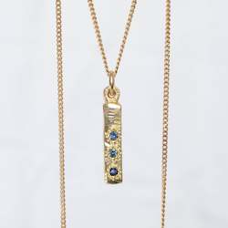 Pillar Pendant - Yellow Gold with Blue Sapphires