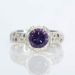 Eluo Ring - 9ct White Gold with Purple Spinel and Diamonds