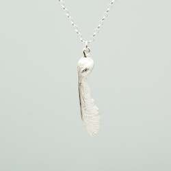 Sycamore Seed Necklace - Small Curved - Sterling Silver