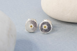 Vega Stud Earrings - Silver with Sapphires