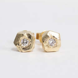 Boulder Studs - Yellow Gold with Diamonds