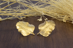 Jewellery manufacturing: Tawhai Raunui (Red Beech) Leaf Stud Earrings - Gold Plated