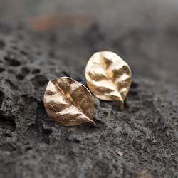 Ramarama Leaf Stud Earrings  - 9ct Yellow Gold