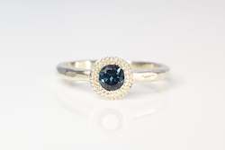 Pelagus Ring - 9ct White Gold with Teal Sapphire