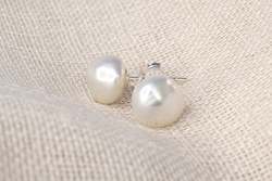 Keshi Pearl Studs - White - 8-9mm