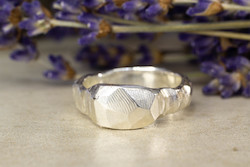 Faceted Signet Ring - Sterling Silver