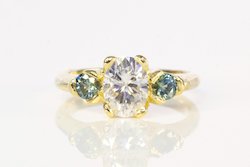 Apollo Ring - 18ct Yellow Gold with Moissanite and Sapphires