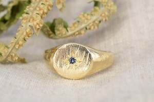 Jewellery manufacturing: Sirius Signet Ring - 9ct Yellow Gold with Blue Sapphire