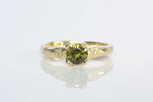 Mira Ring - 9ct Yellow Gold with 5.5mm Green Sapphire and Diamonds