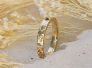 Rainbow Eternity Band - Yellow Gold with Sapphires