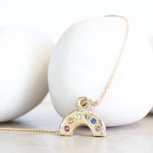 Kahukura Rainbow Pendant - Yellow Gold with Sapphires