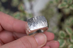 Large Textured Signet Ring - Sterling Silver