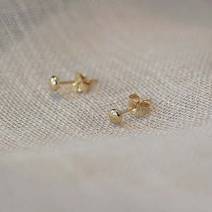 Flat Ball Stud Earrings - 3mm - 9ct Yellow Gold