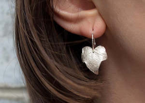 Ivy Leaf Hoop Earrings - Sterling Silver