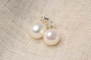 Jewellery manufacturing: Baroque Pearl Studs - White - 10-12mm