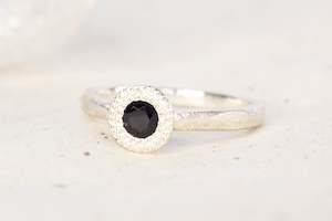 Pelagus Ring - Sterling Silver with Black Sapphire