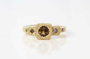 Byzantine Ring - 9ct Yellow Gold with Tourmaline and Champagne Diamonds