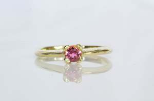 Jewellery manufacturing: Droplet Ring - 14ct Yellow Gold with Pink Tourmaline