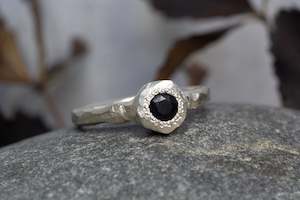 Jewellery manufacturing: Neve Ring - Sterling Silver with Black Sapphire