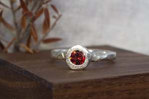 Jewellery manufacturing: Neve Ring - Sterling Silver with Garnet