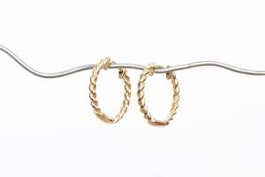 Twisted Huggie Earrings - 15mm - 9ct Yellow Gold