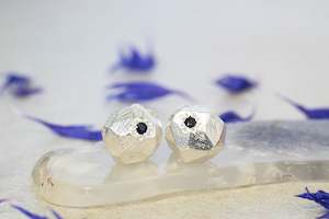 Boulder Studs with Gems - Sterling Silver