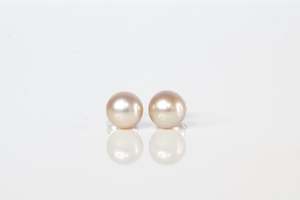 Round Pearl Studs - Natural - 8mm