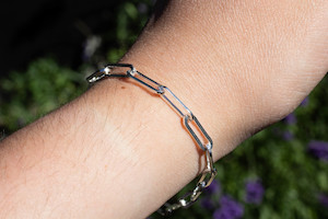 Paperclip Bracelet Chain - Medium - Sterling Silver