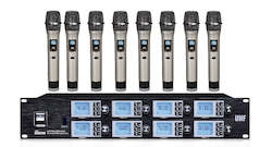 Wireless Microphone UHF 8 Way Mic System c/w 8 hand held mics