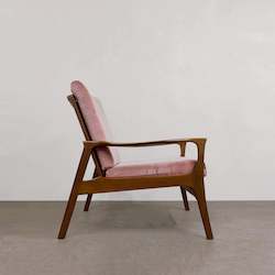 Don Concord Mahogany and Pink Velour Lounge Chair