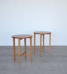 Tables: Pair Of Danish Teak Folding Bedside / Side Tables