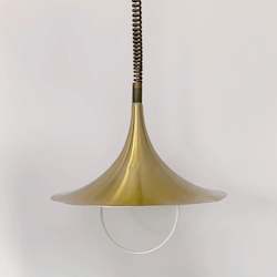 Danish Rise & Fall Brass Ceiling Light