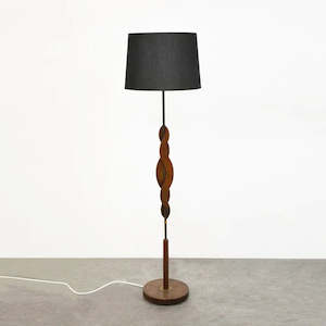 Teak & Brass Standard Floor Lamp