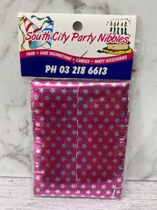 Cake frill – pink/silver stars slab length – South City Party Nibbles Online