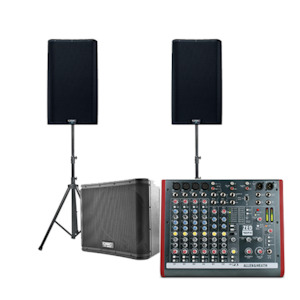 QSC K12 pair with KW181 Subwoofer – 6000W with Mixing Console – Southern Audio