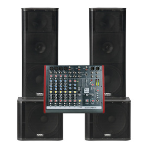 QSC KW153 and KW181 Speaker Stacks – 8000W With Mixing Console – Southern Audio