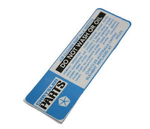 "Do Not Wash" Air Cleaner Decal, Light Blue (VE/VF)