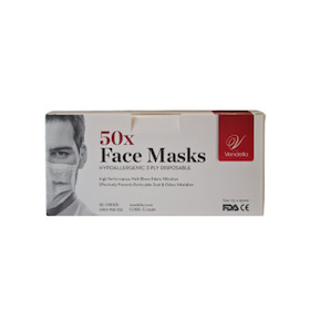 Toiletry: Face Mask Disposable 3 Ply x 50