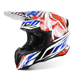 Motorcycle or scooter: Leader XL Red Gloss Twist Helmet MX Airoh