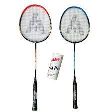 Sporting equipment: ASHAWAY AM 1000 SET 2 RACQUETS 3 SHUTTLE