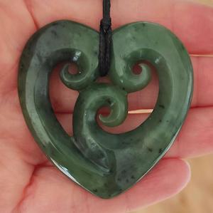 NZ Greenstone Large Heart - 50mm #30A