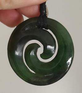 NZ Greenstone Koru Carving 34mm #11