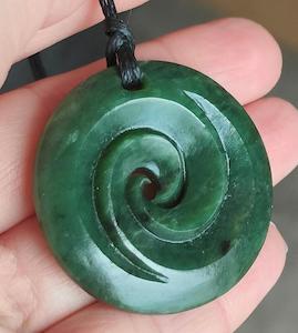 NZ Greenstone Koru Carving 39mm #69