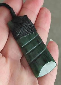 NZ Greenstone 3 Lines Toki/Adze 50mm #97-A